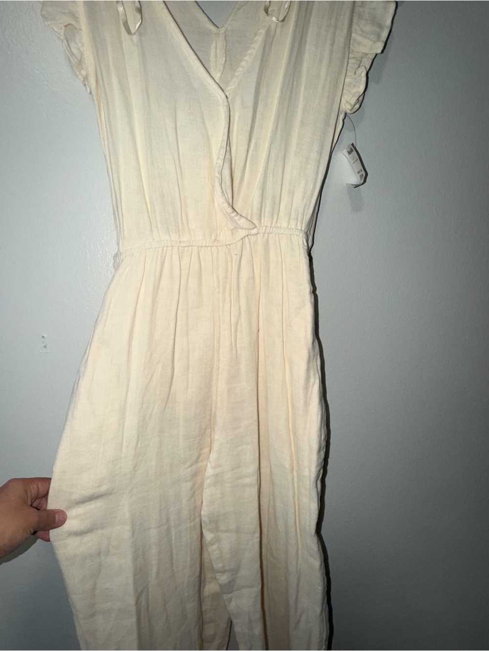 Marshalls Cream Ruffled-Sleeve Romper - Picture 6 of 8